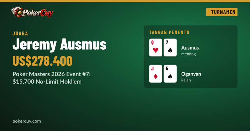 Jeremy Ausmus Raih Gelar PokerGO Tour ke-10 di Poker Masters