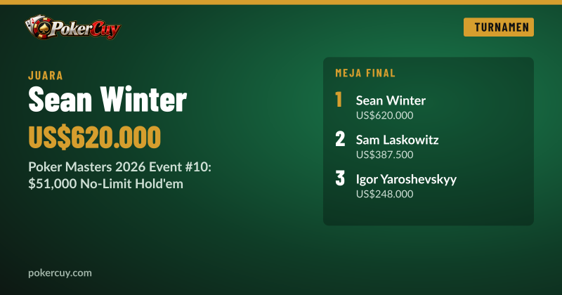 Sean Winter Juara Event Penutup Poker Masters 2026, Adrian Mateos Raih Purple Jacket